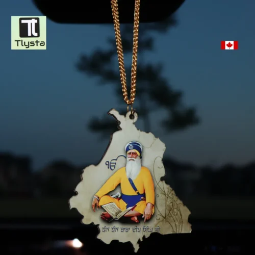 Baba Deep Singh Ji Punjab Map Yellow Car Hanging
