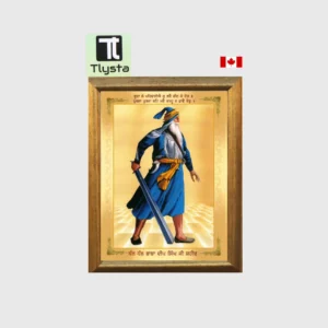Baba Deep Singh Ji Standing Golden Photo Size 8x11