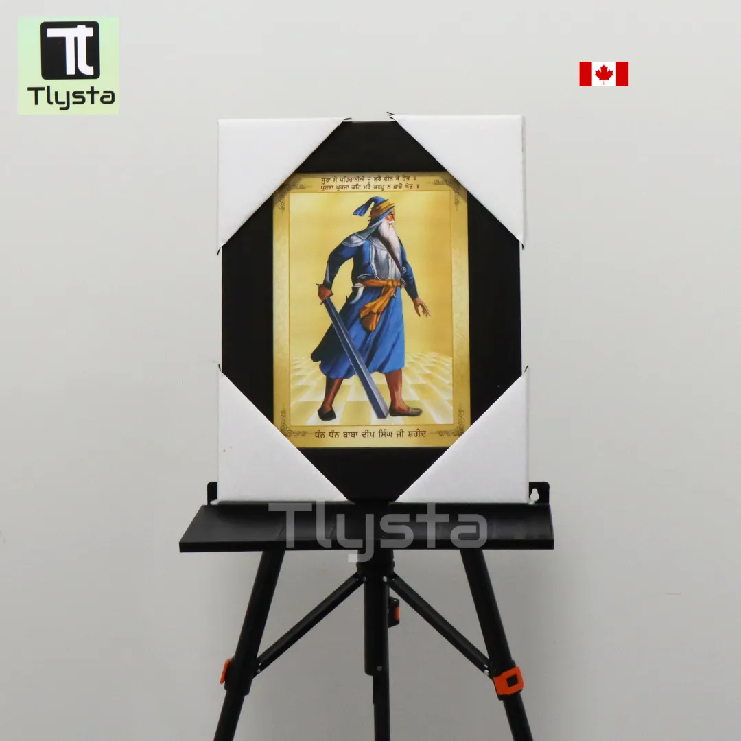 Baba Deep Singh Ji Standing Golden Photo Size 8x11