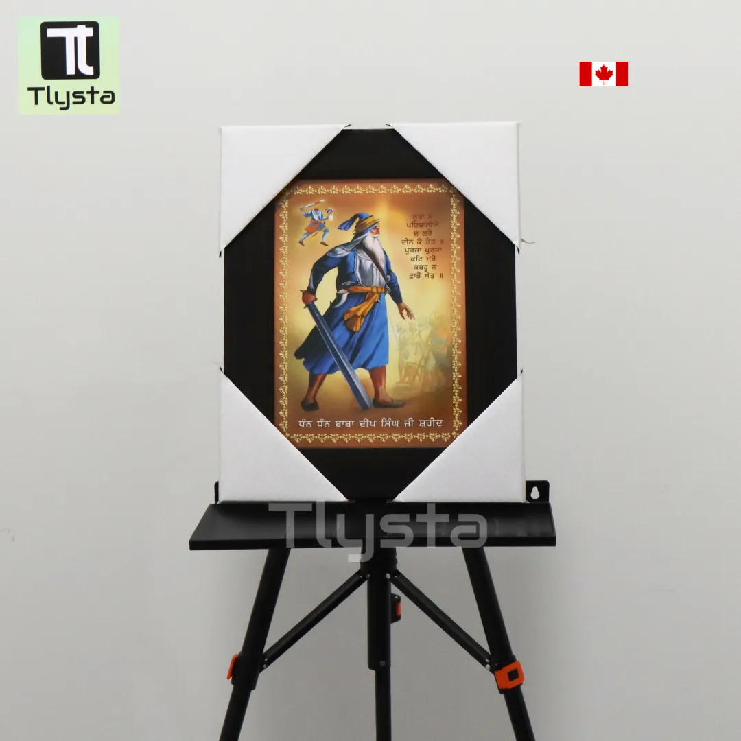 Baba Deep Singh Ji Standing Orange Photo Size 8x11