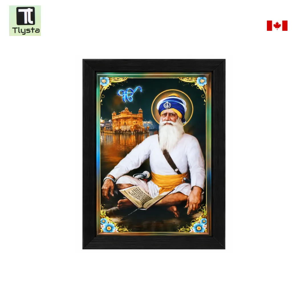 Baba Deep Singh Ji with Golden Temple Photo Size 8x11