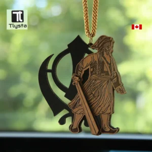 Baba Deep Singh Ji with Khanda Wooden Car Hanging