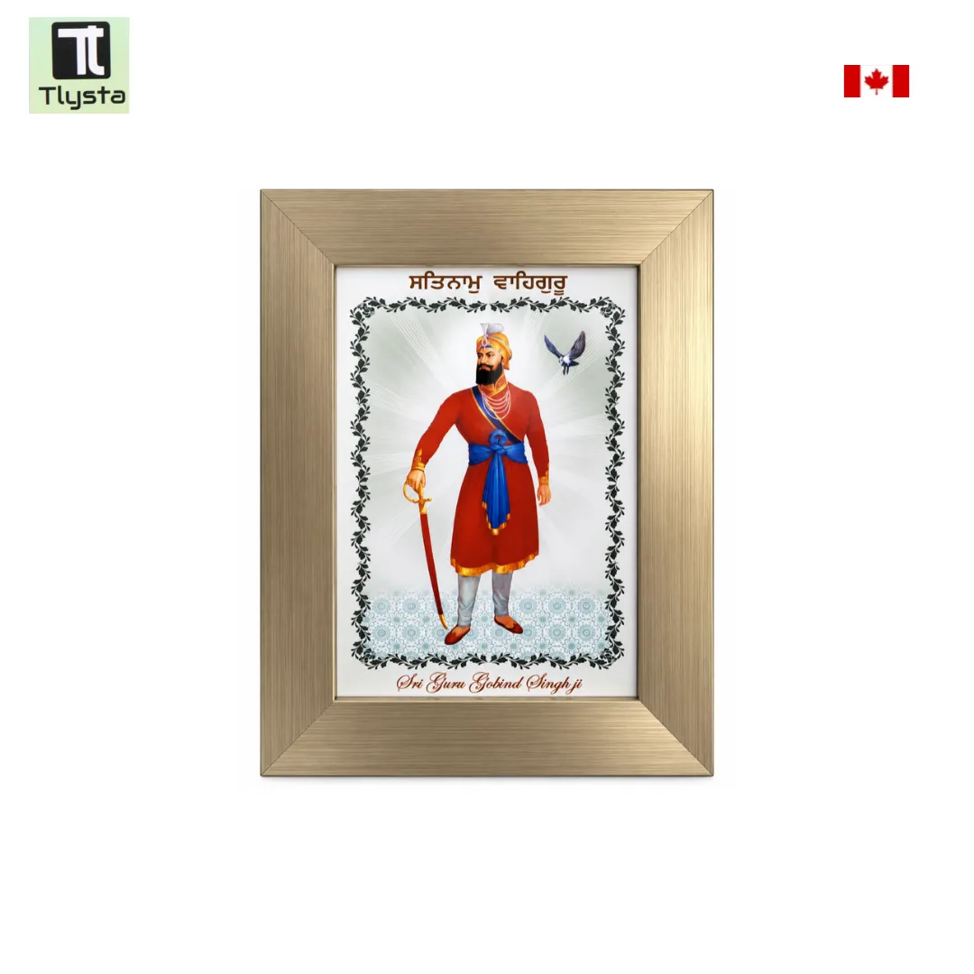 Guru Gobind Singh Ji Standing White Photo Size 8x11