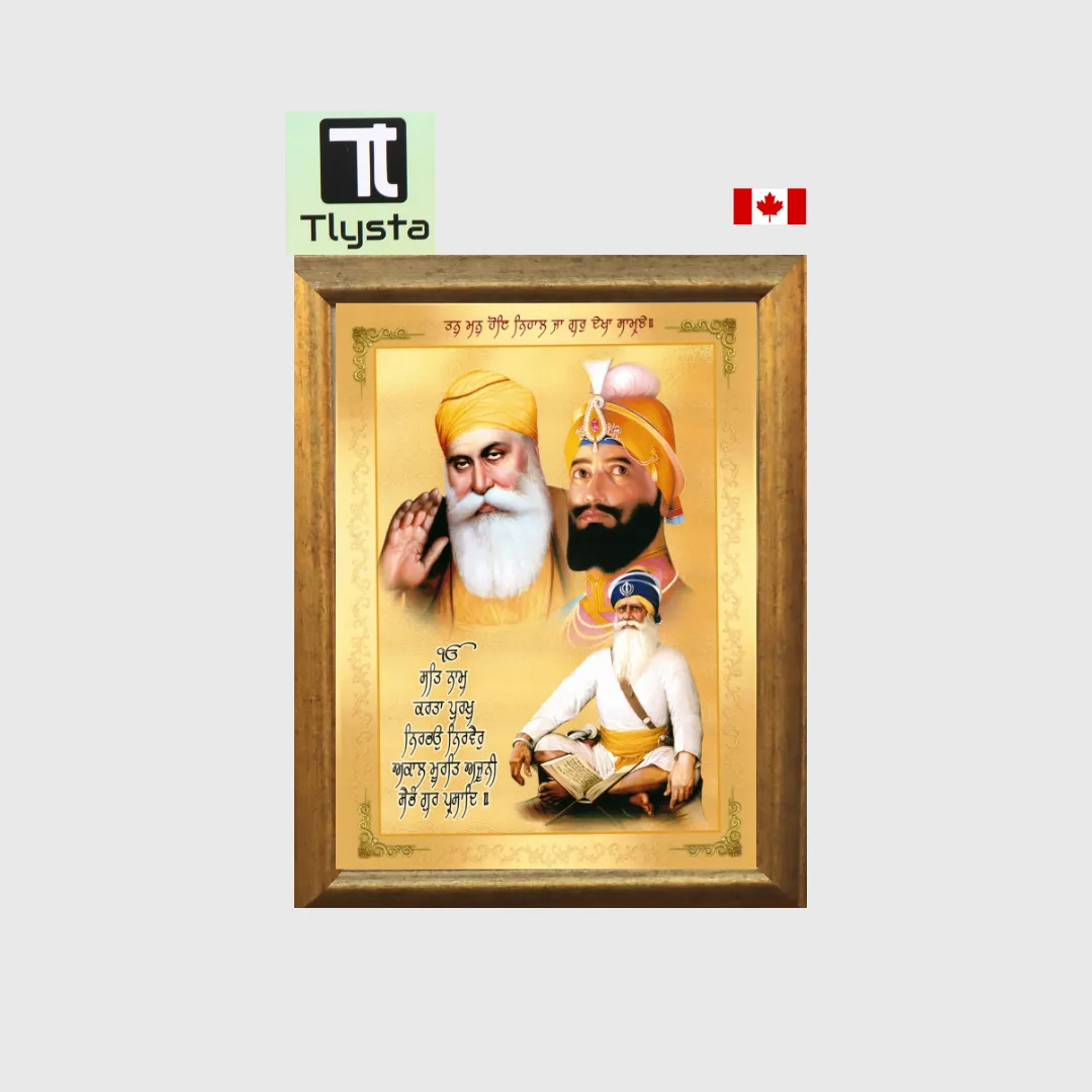 Guru Gobind Singh Ji and Guru Nanak Dev Ji with Baba Deep Singh Ji Photo Size 8x11
