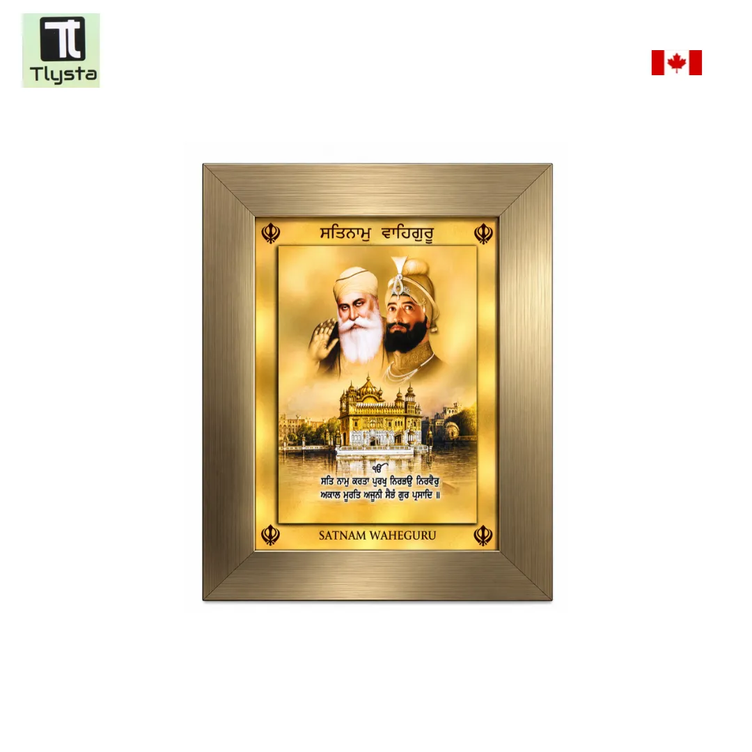 Guru Gobind Singh Ji and Guru Nanak Dev Ji with Golden Temple Photo Size 8x11