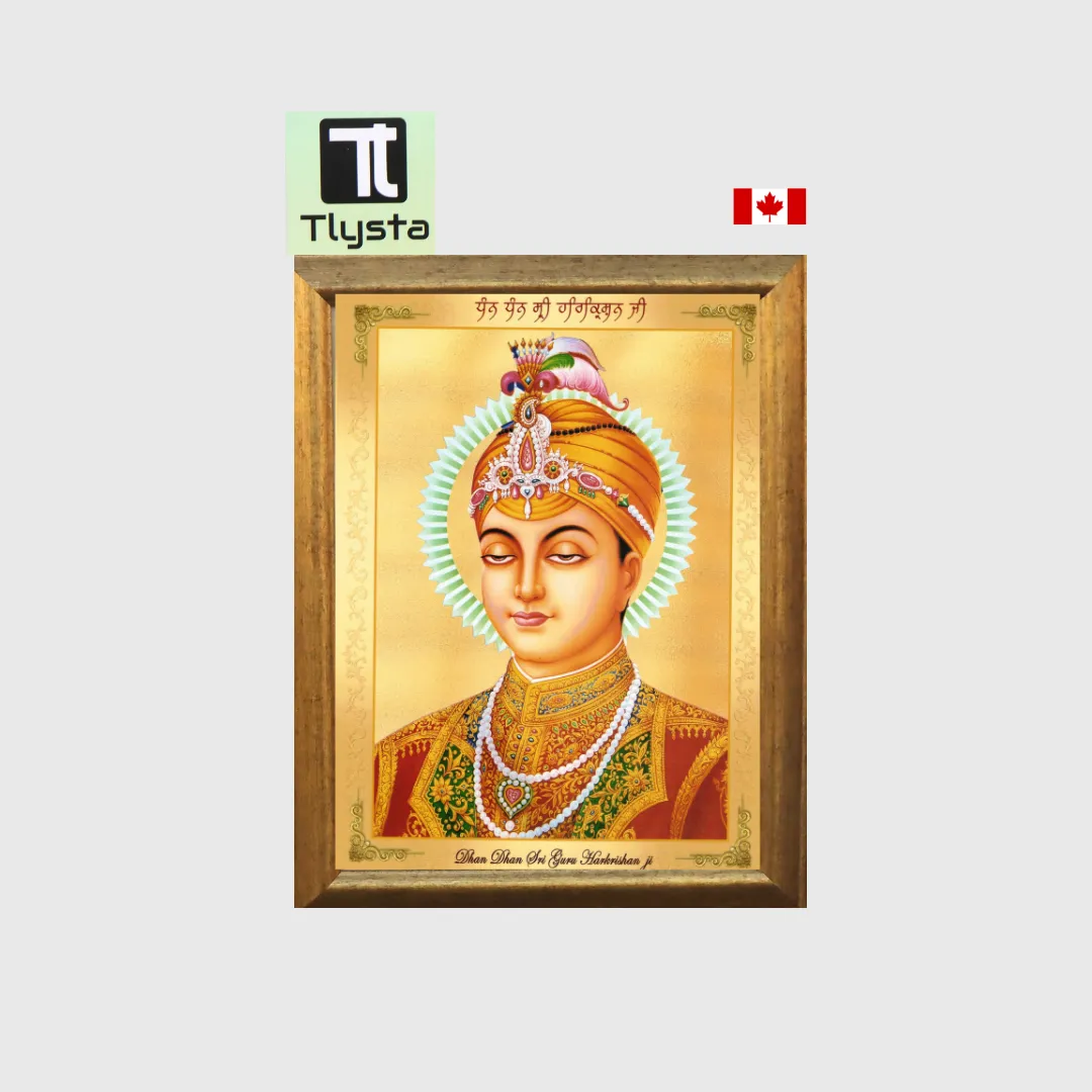 Guru Harkrishan Ji Yellow Golden Photo Size 8x11