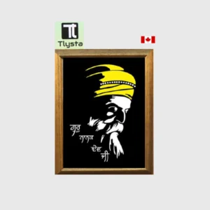 Guru Nanak Dev Ji Black Color Photo Size 8x11