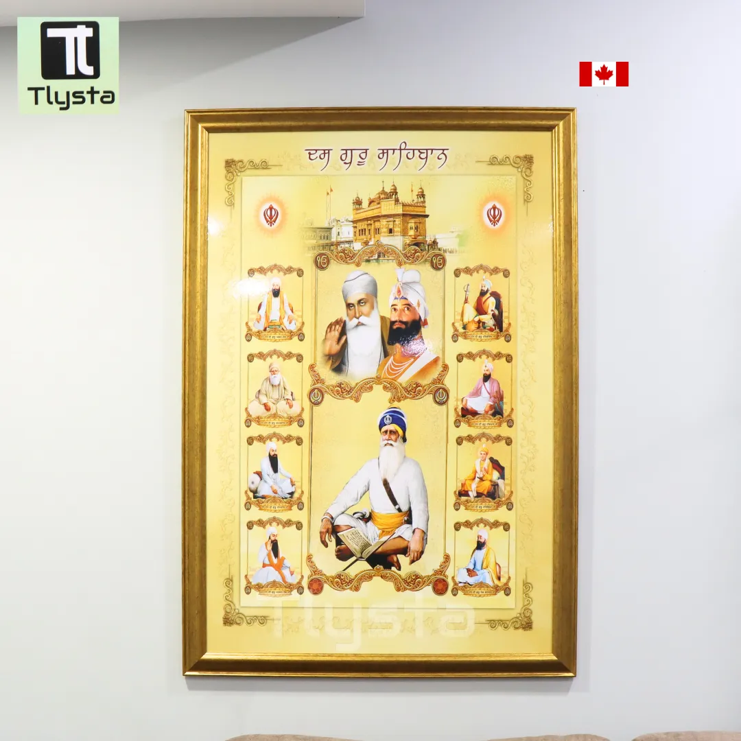 Ten Gurus with Baba Deep Singh Ji Photo Frame Size 24x36