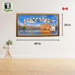 Ten Gurus with Golden Temple and Baba Deep Singh Ji Right Side Photo Frame Size 40×20