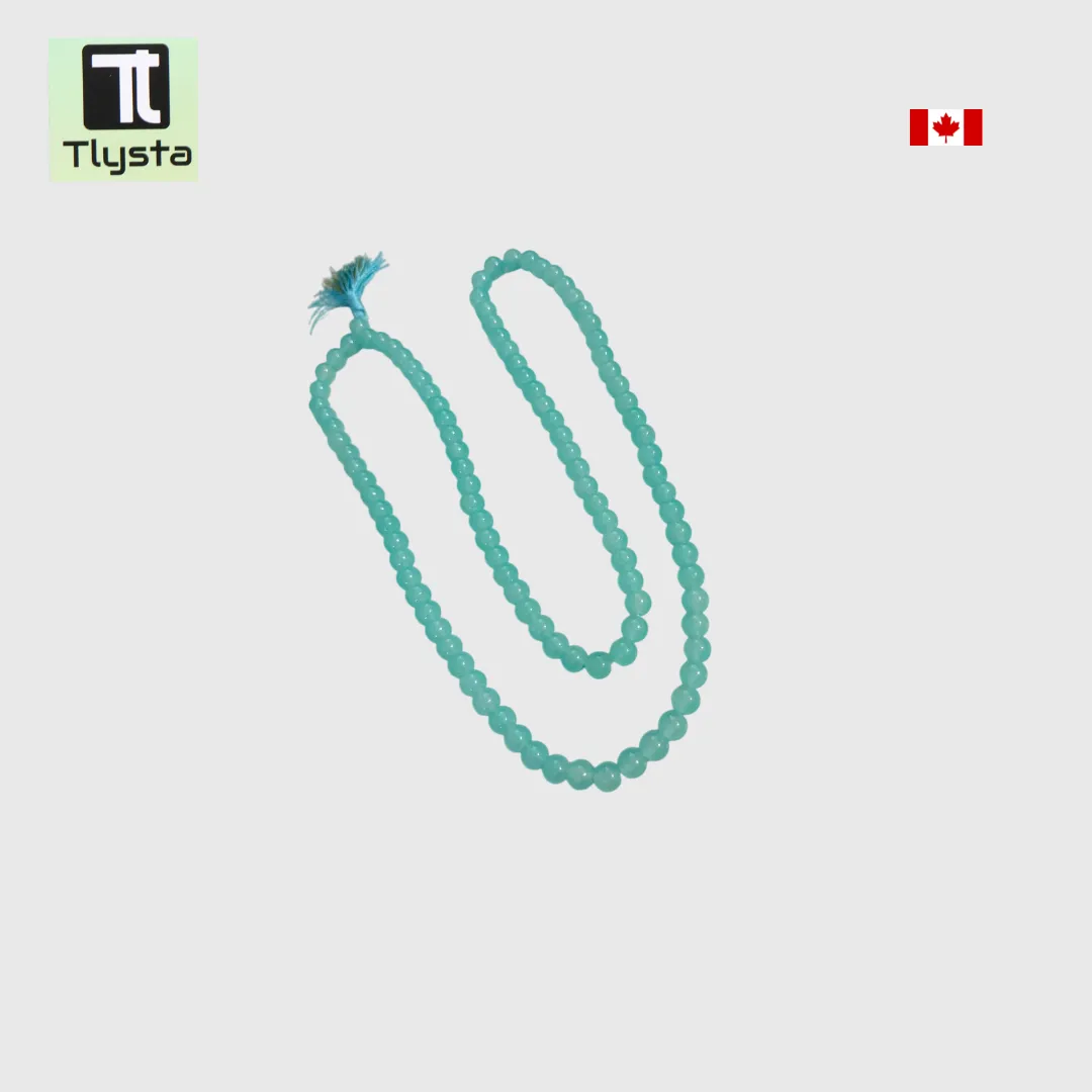 108 Beads Marble Simran Mala for Meditation Cyan Blue
