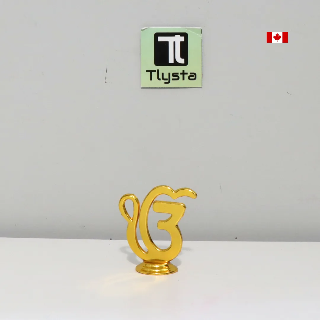 Ik Onkar Plain Gold Metal Car Dashboard