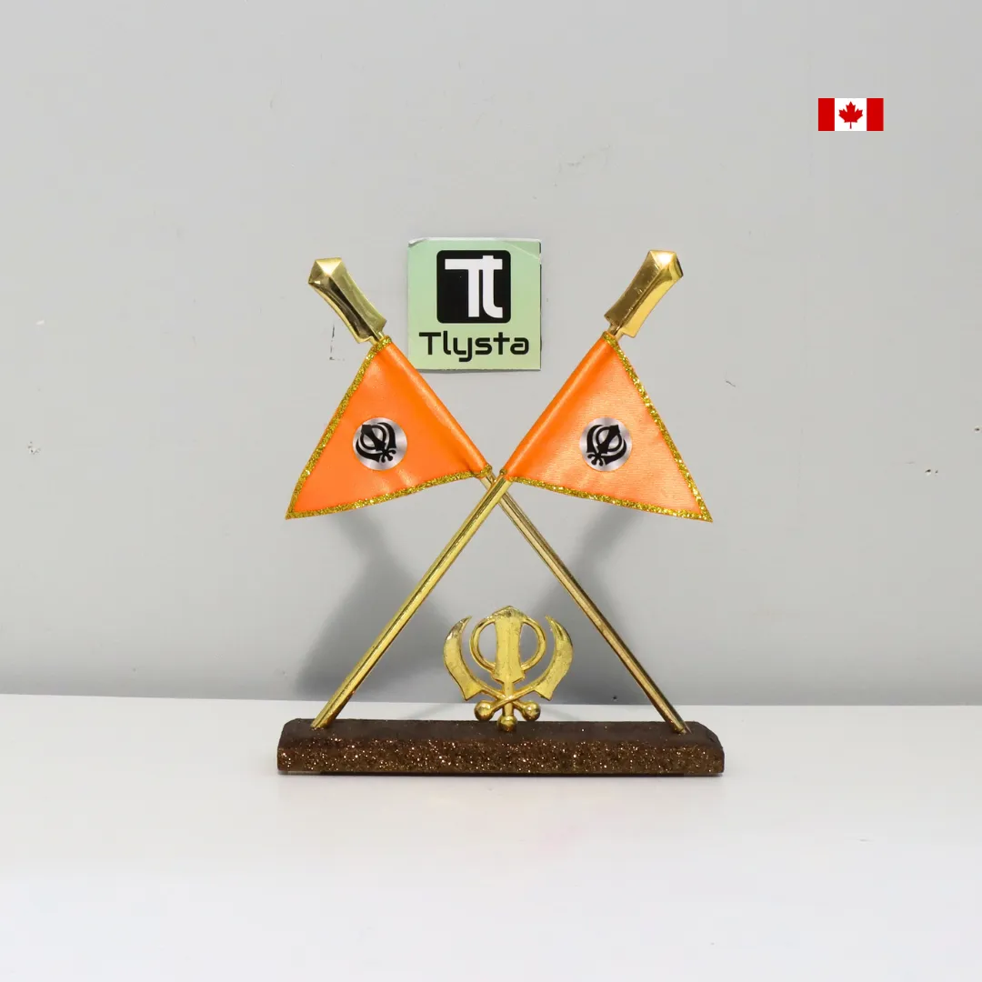 Nishan Sahib Flag with Golden Khanda Car Dashboard