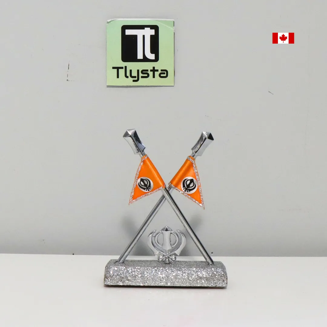 Nishan Sahib Flag with Silver Khanda Car Dashboard