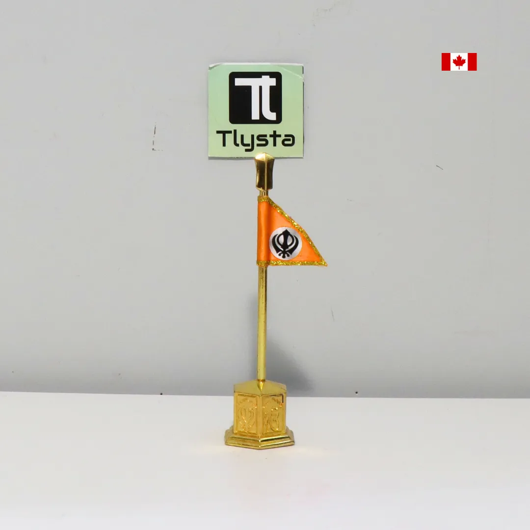 Nishan Sahib with Khanda Flag Car Dashboard Golden