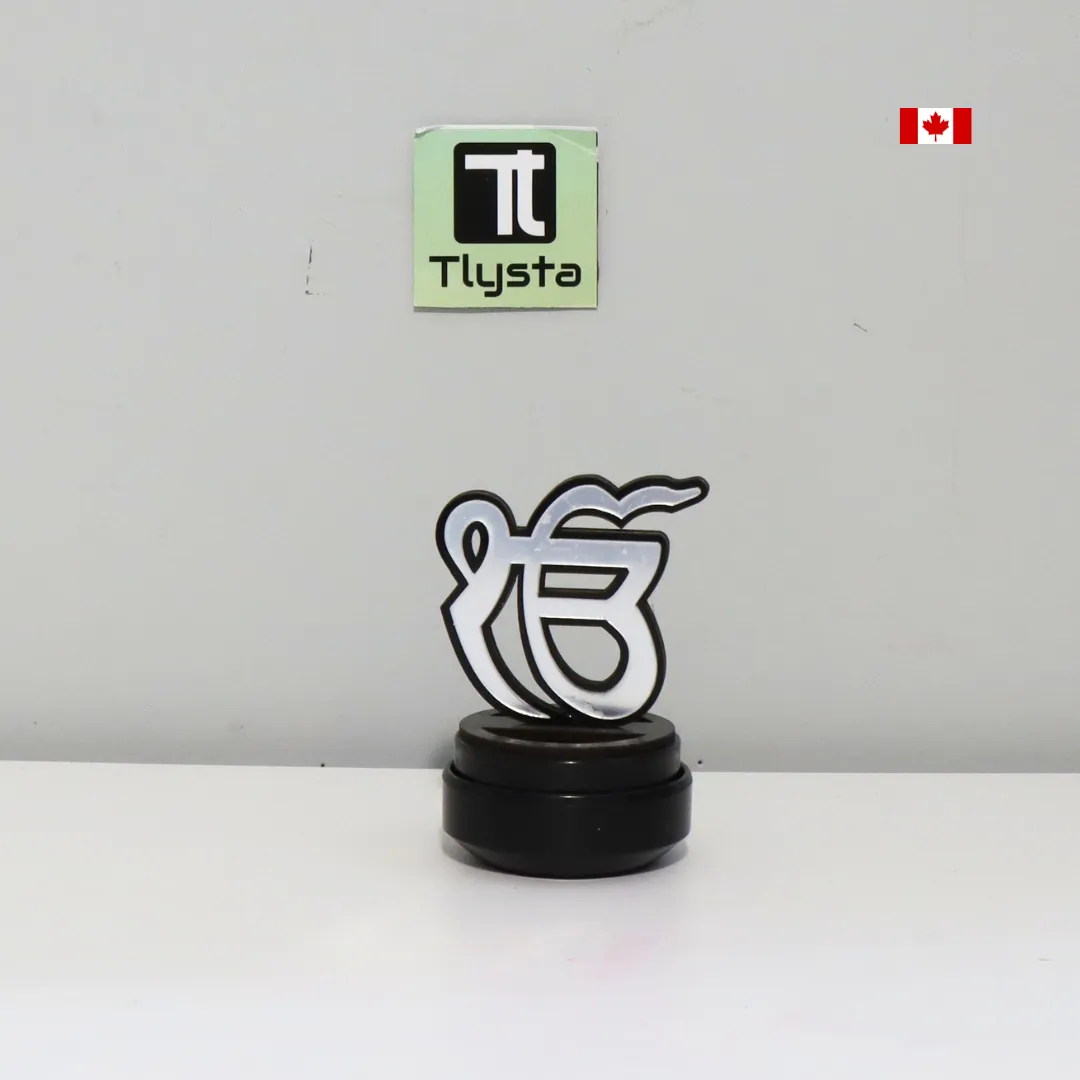 Solar Rotating Ik Onkar Car Dashboard Silver