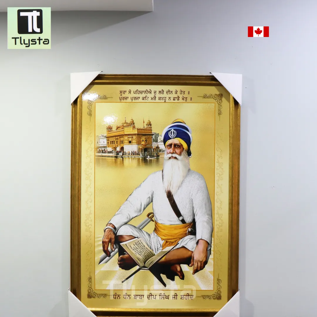 Baba Deep Singh Ji with Golden Temple Golden Photo Size 24x36