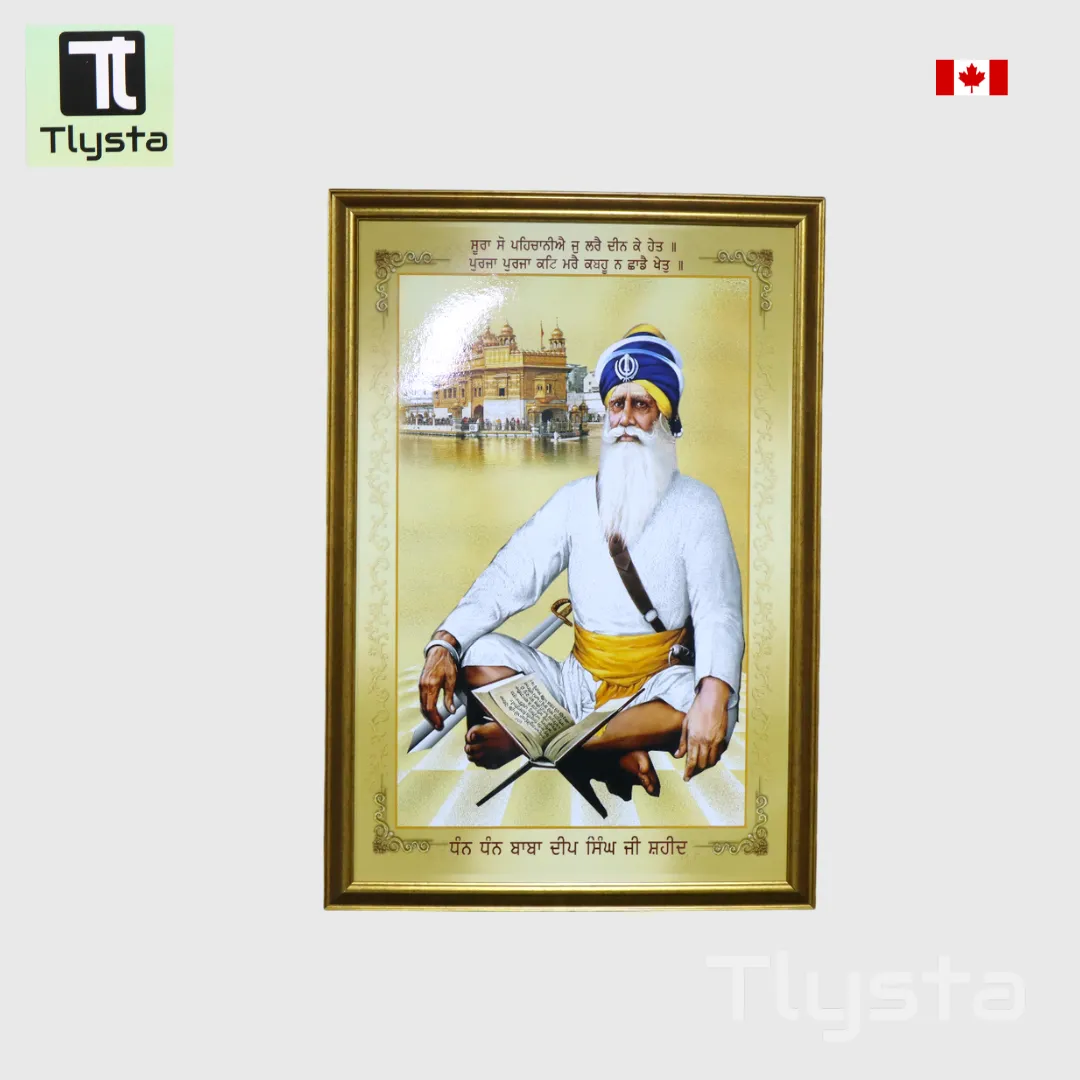 Baba Deep Singh Ji with Golden Temple Golden Photo Size 24x36