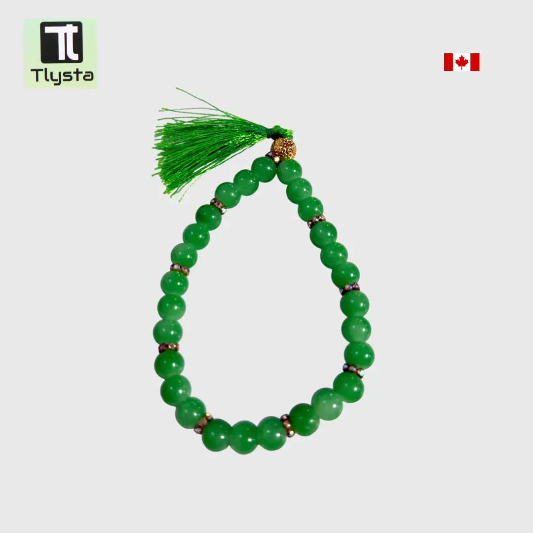 Fancy Kada Style Elastic Marble Simran Mala for Meditation Green