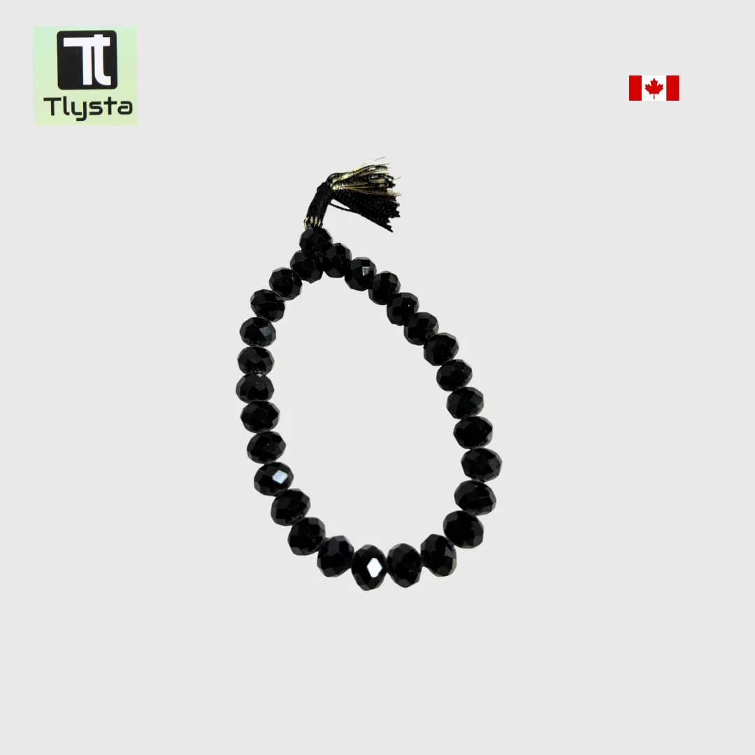 Kada Style Elastic Crystal Simran Mala for Meditation Black