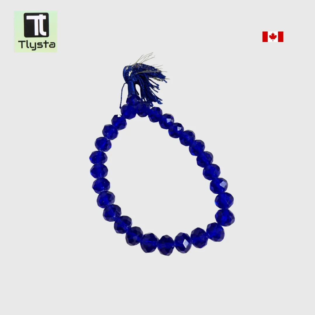 Kada Style Elastic Crystal Simran Mala for Meditation Blue