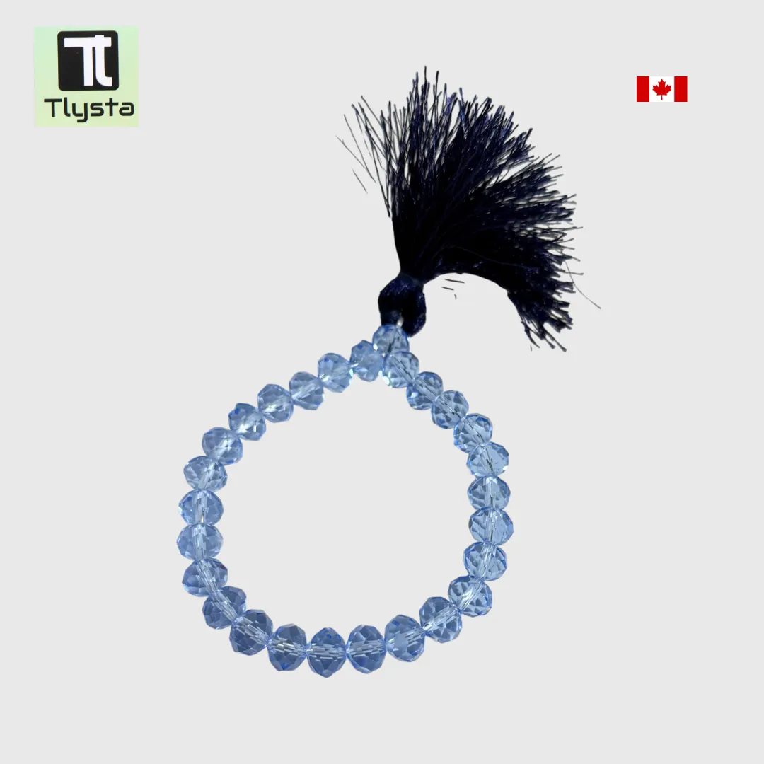 Kada Style Elastic Crystal Simran Mala for Meditation Sky Blue