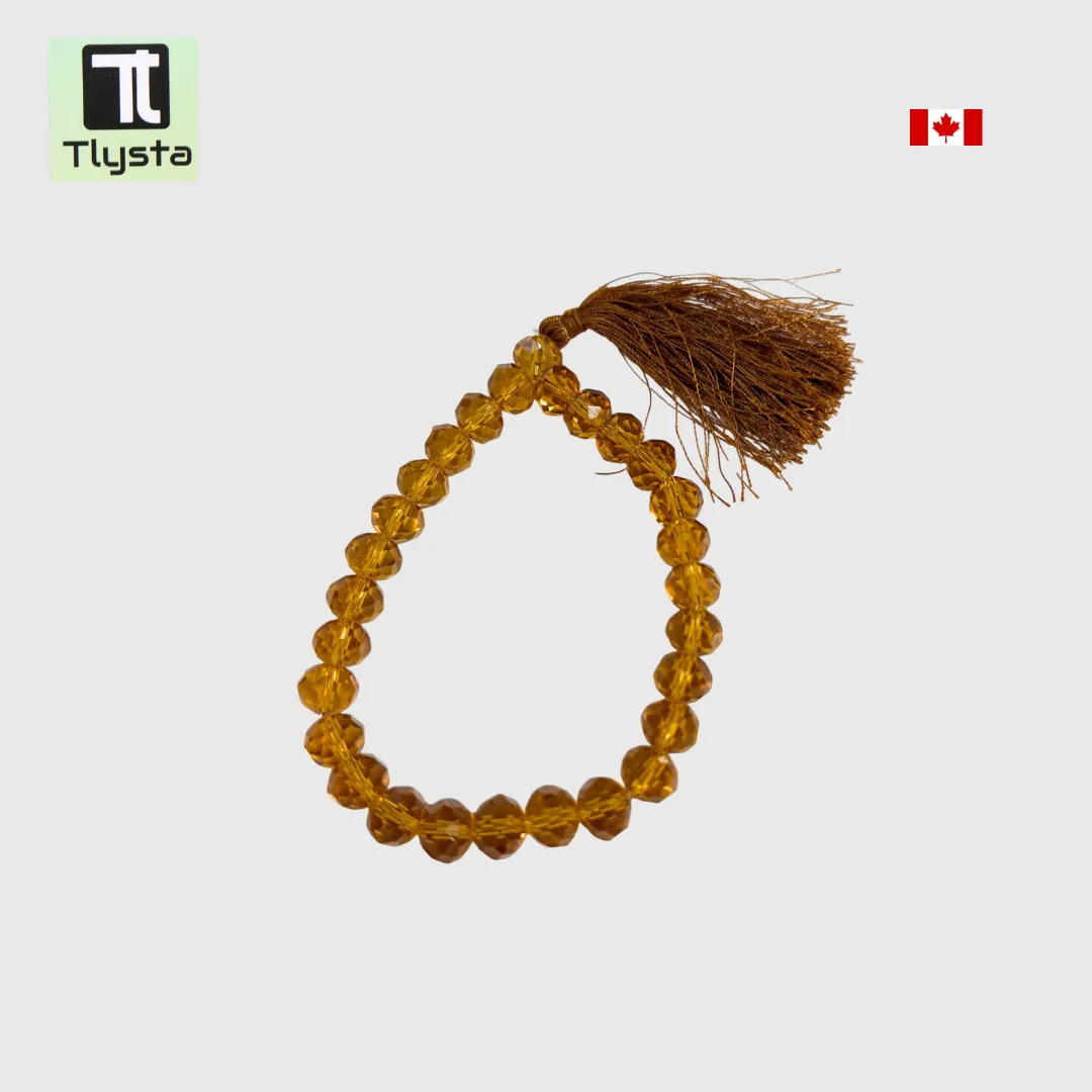 Kada Style Elastic Crystal Simran Mala for Meditation Yellow