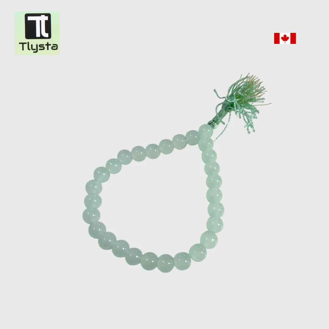 Kada Style Elastic Marble Simran Mala for Meditation Color Green
