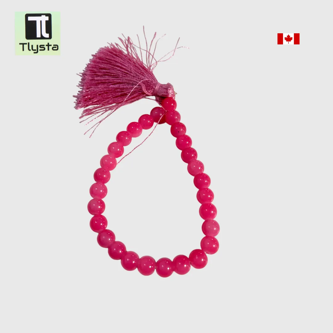 Kada Style Elastic Marble Simran Mala for Meditation Pink