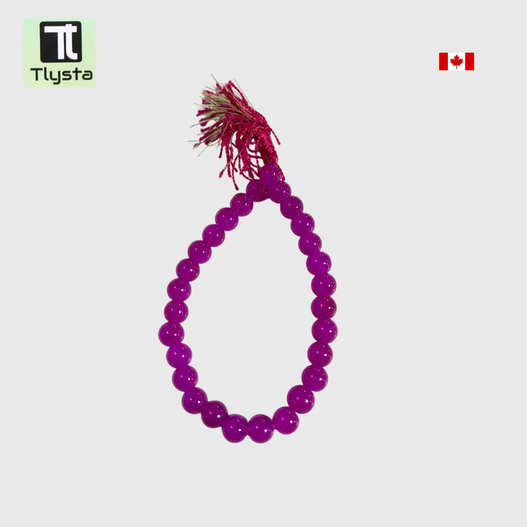 Kada Style Elastic Marble Simran Mala for Meditation Purple