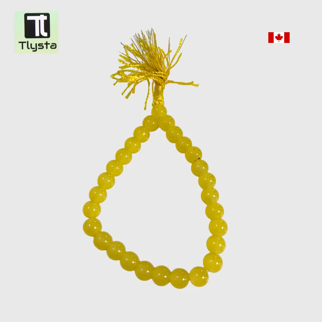 Kada Style Elastic Marble Simran Mala for Meditation Yellow