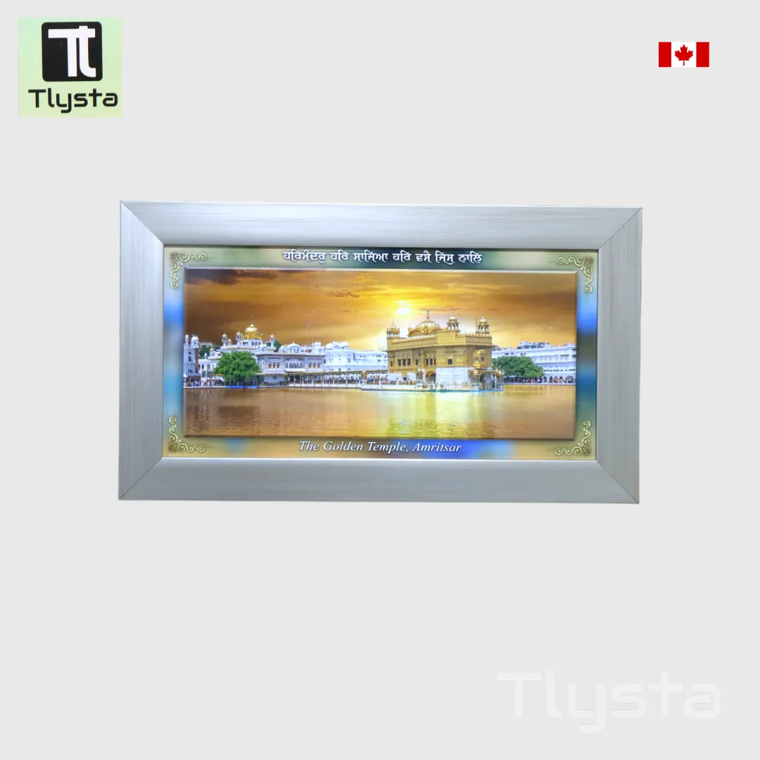 Golden Temple Photo Frame Orange Size 20x10 inch