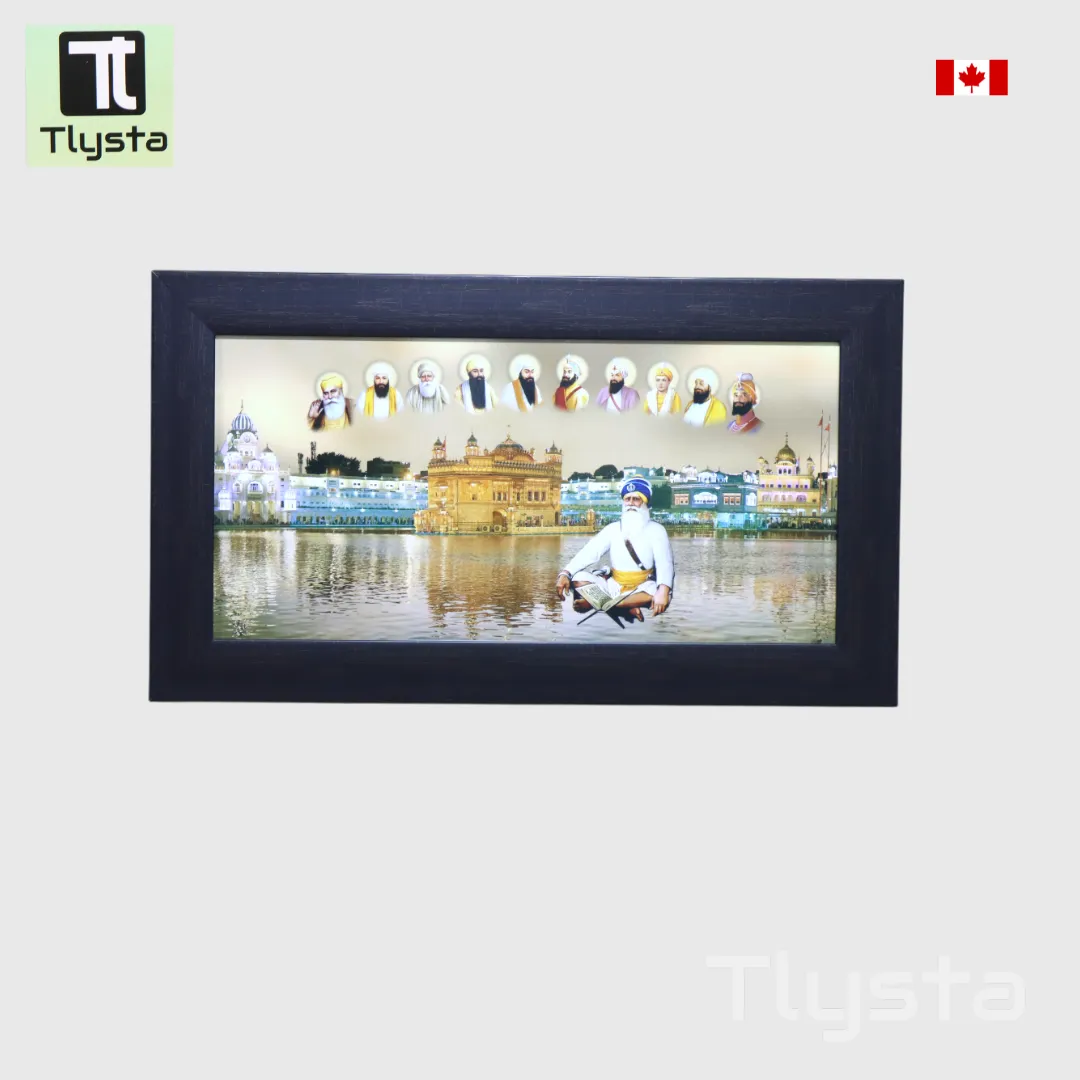 Golden Temple with Ten Gurus & Baba Deep Singh Ji Photo Frame Size 20×10 inch