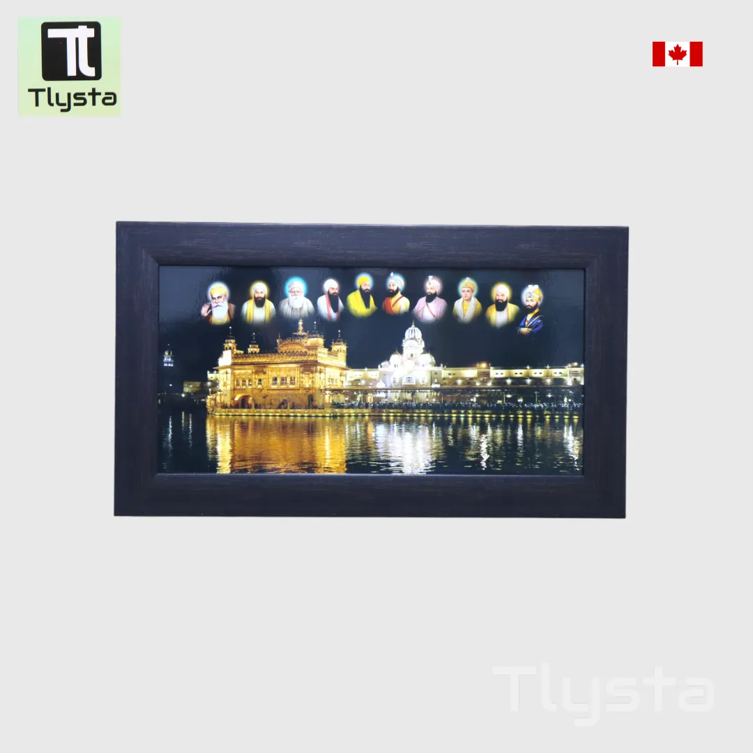 Ten Gurus With Golden Temple Black Photo Frame Size 20x10 inch
