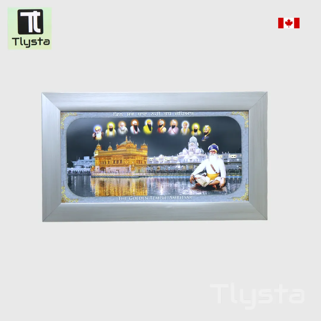 Ten Gurus With Golden Temple & baba Deep Singh Ji Photo Frame Size 20x10 inch (2)