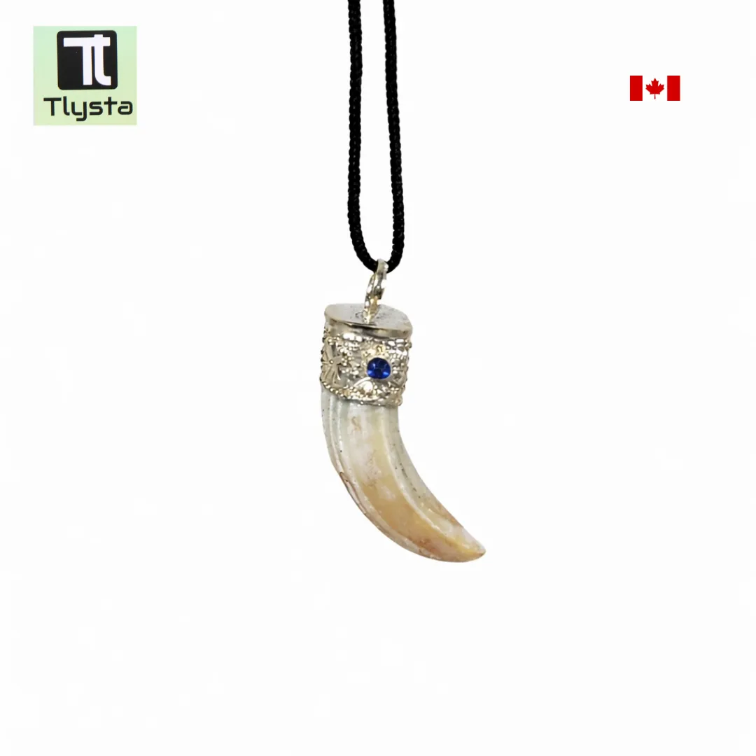 Boar Tusk Pendant With Stone