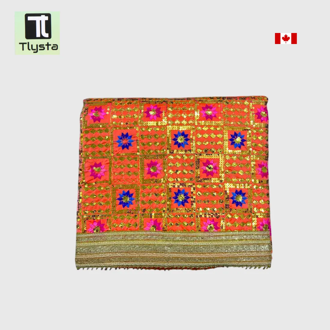 Rumala Sahib, Sri Guru Granth Sahib, Flowers Design Organge Color