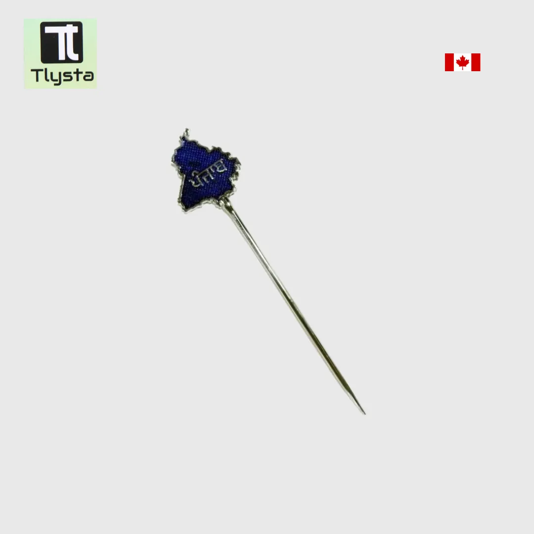 Punjab Map with Punjabi letters Baaj for Turban Color Blue