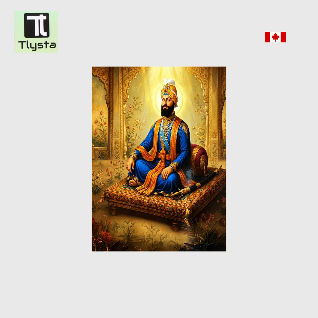 Sri Guru Gobind Singh Ji on Throne Poster Size 8x11 inch