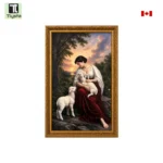 Lady Holding Baby Lamb Photo Frame Size (48×24 Inches 4×2 Feet)
