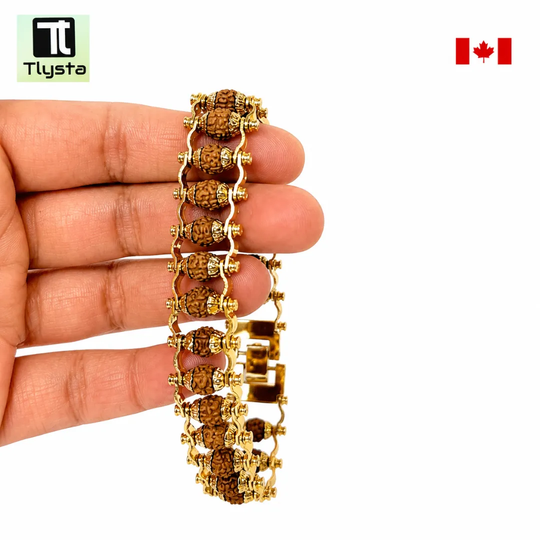 Rudraksha Bead Bracelet Color Light Gold