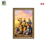 Sri Guru Gobind Singh Ji with Chaar Sahibzade Photo Double Line Frame (24×36 Inches 2×3 Feet)