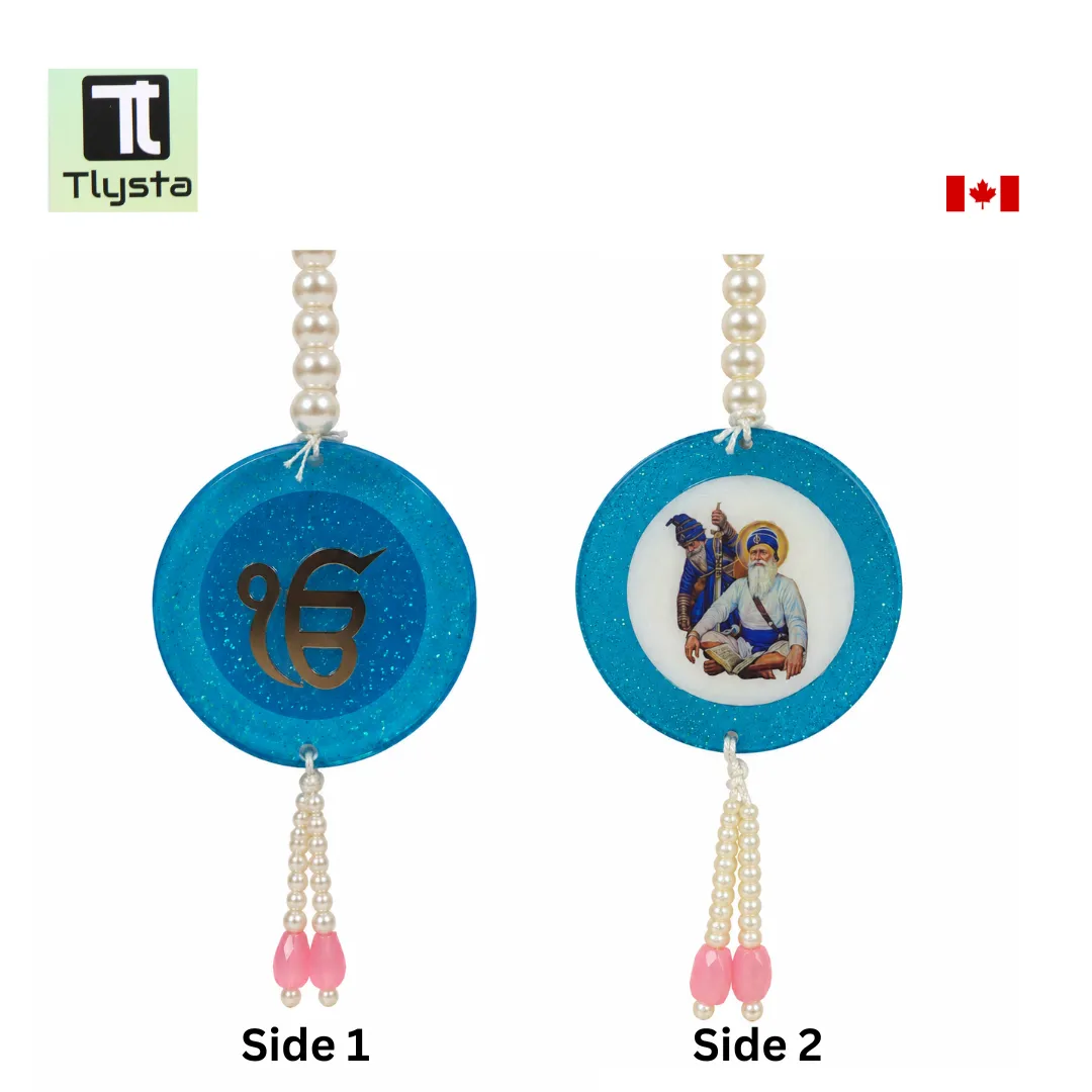 Baba Deep Singh Ji Ik Onkar Car Hanging Color Cyan Baba Deep Singh Ji Ik Onkar Car Hanging Color Cyan