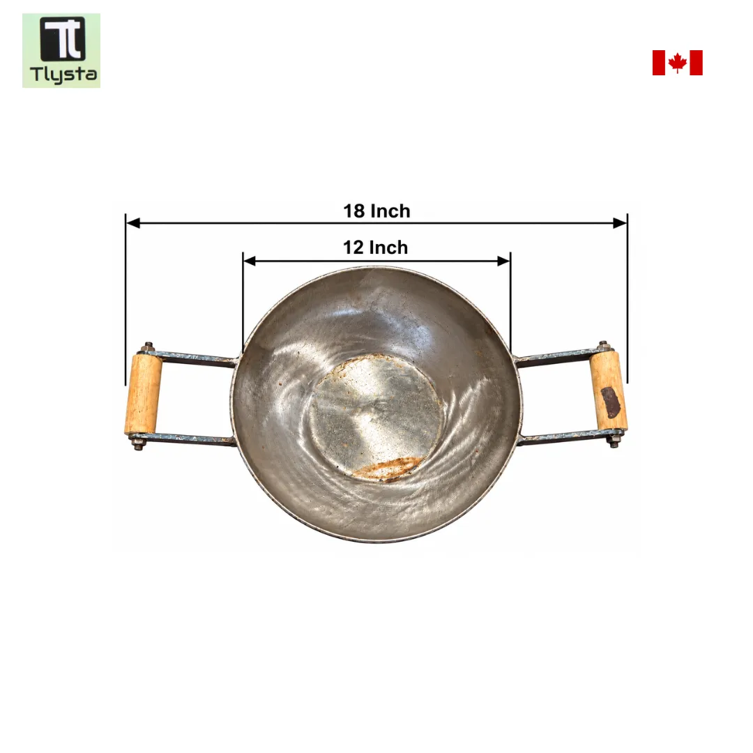 Sarbloh Karahi or kadahi Size 12 Inch Flat Surface
