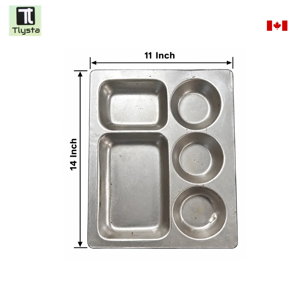 Sarbloh Thali 5 Divisions Bowl Plate or Iron Plate- 14 Inch